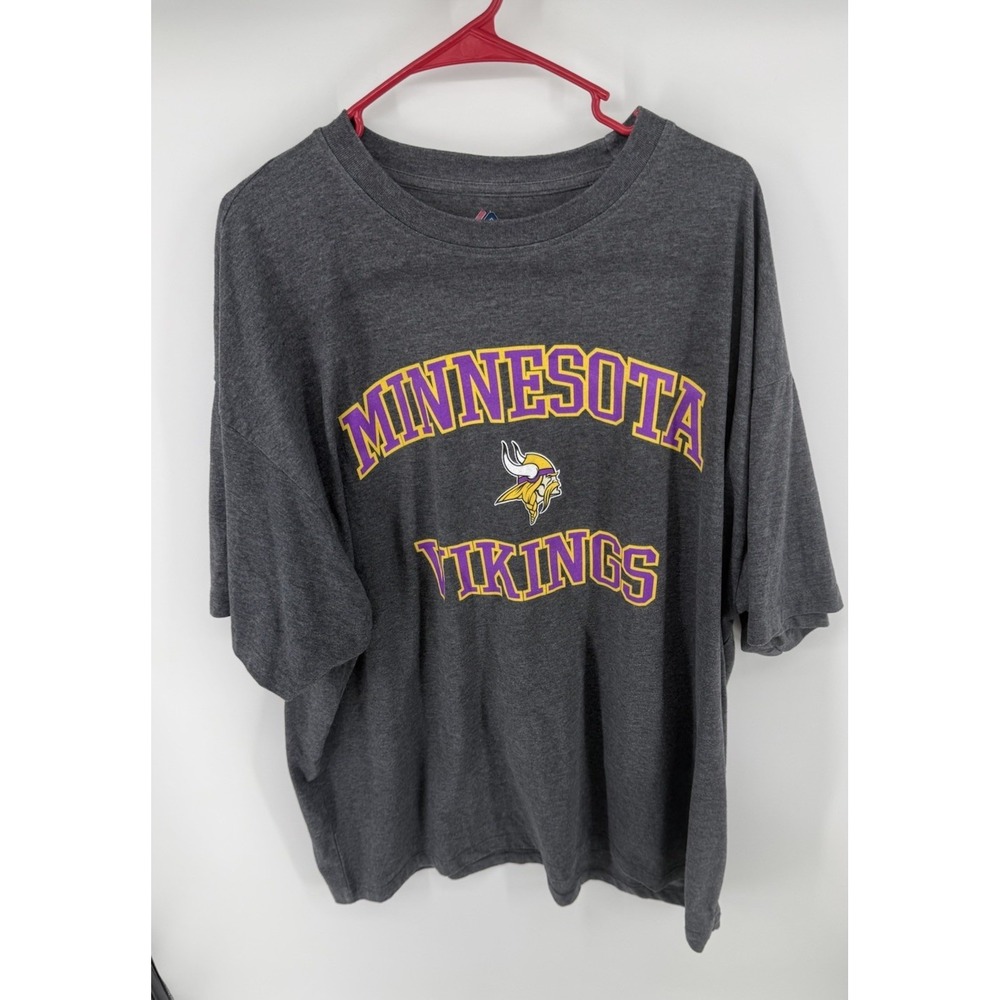 Majestic Minnesota Vikings T Shirt Men 3XL Gray NFL Football Graphic Tee
